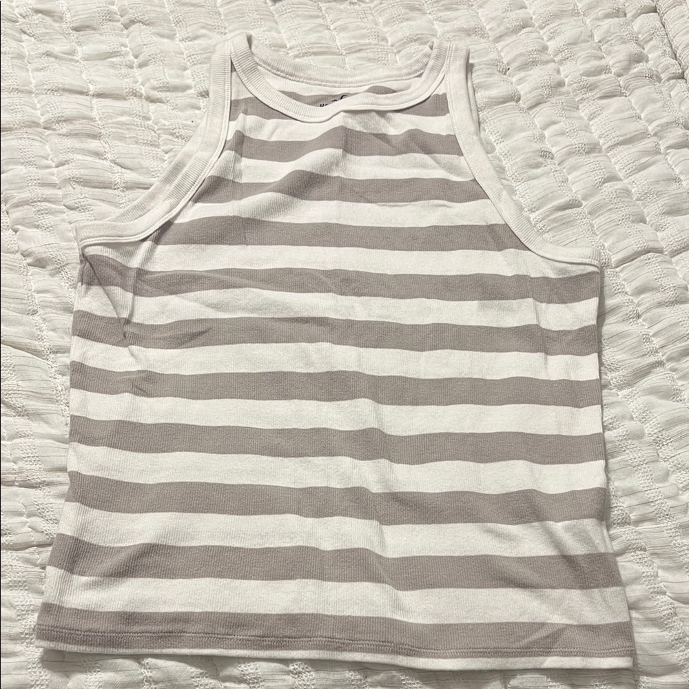 Hollister Striped Tank Top - White and Tan